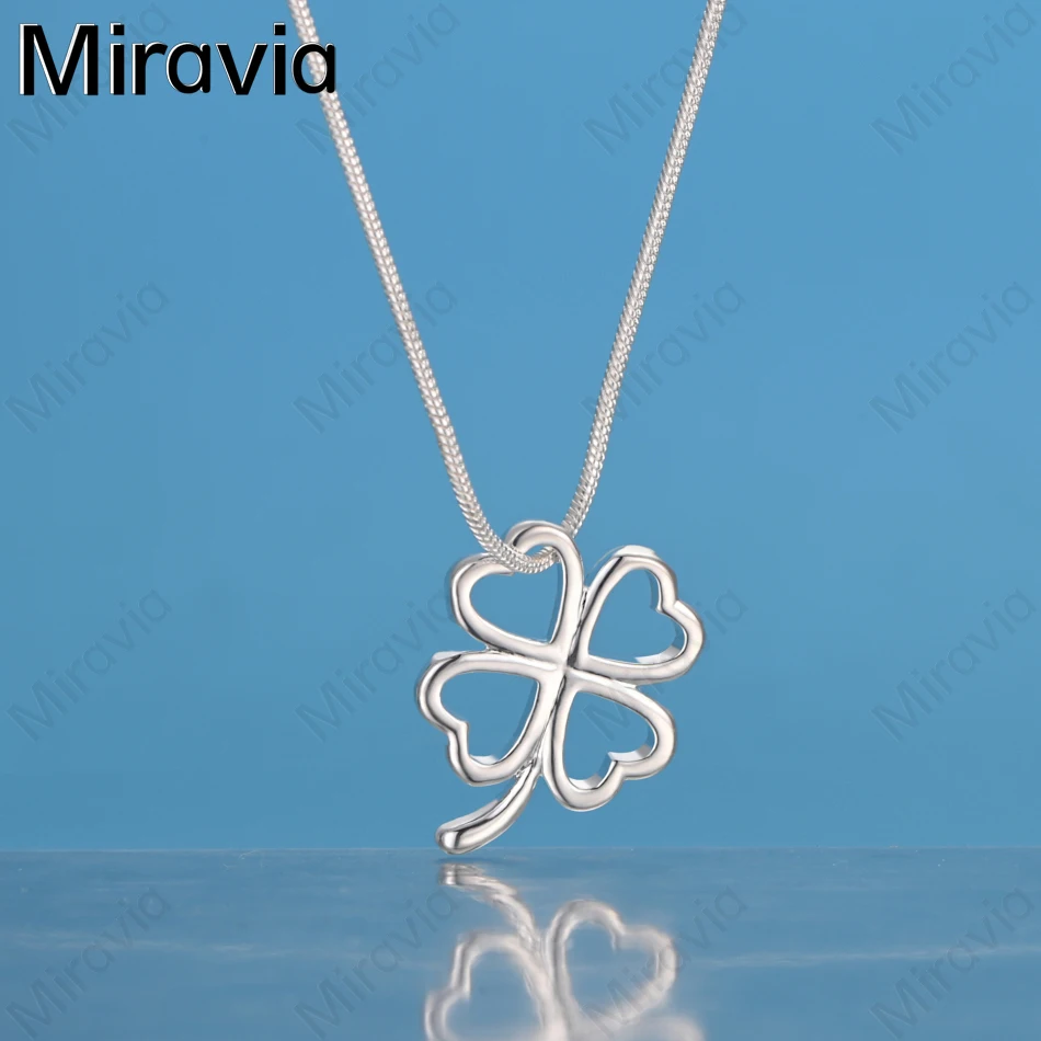 

Miravia 925 Sterling Silver Four-Leaf Clover Pendant Necklace Women'S Retro Elegant Noble Party Jewelry