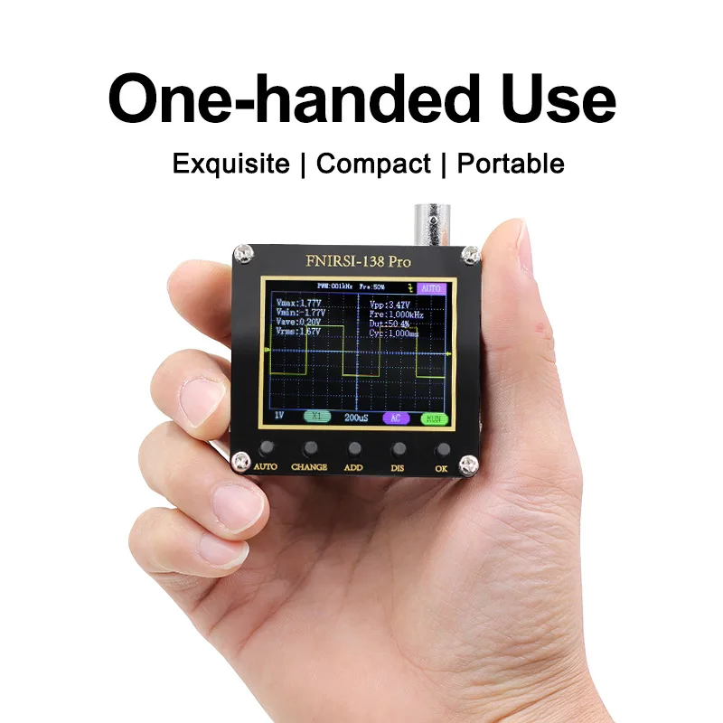 FNIRSI-138PRO DSO152 Digital Oscilloscope 200KHz Bandwidth 2.5MSa/s AUTO 80KHz PWM Signal Mini Pocket Oscilloscope