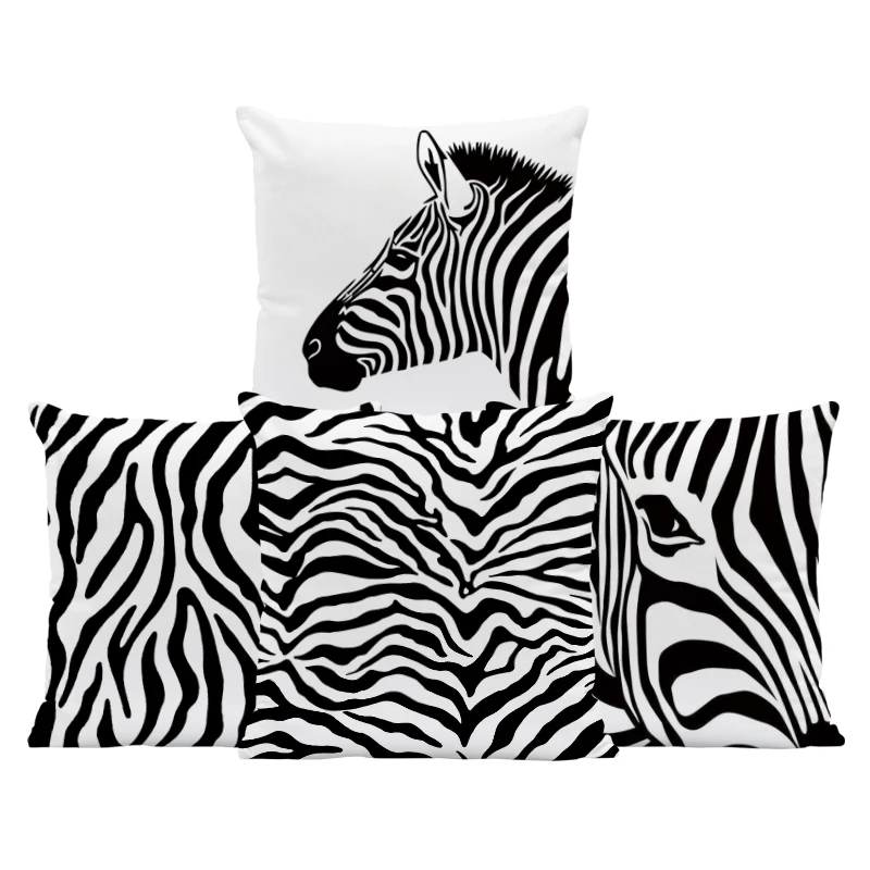 Nordic style natural party home accessories pillowcase animal zebra cushion black and white