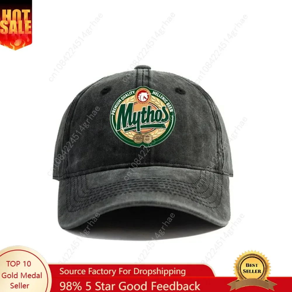 

Mythos Beer Baseball Caps Distressed Hats Dad Cap Men Women Retro Outdoor Summer Adjustable Mythos Greek Beer Hats Casual