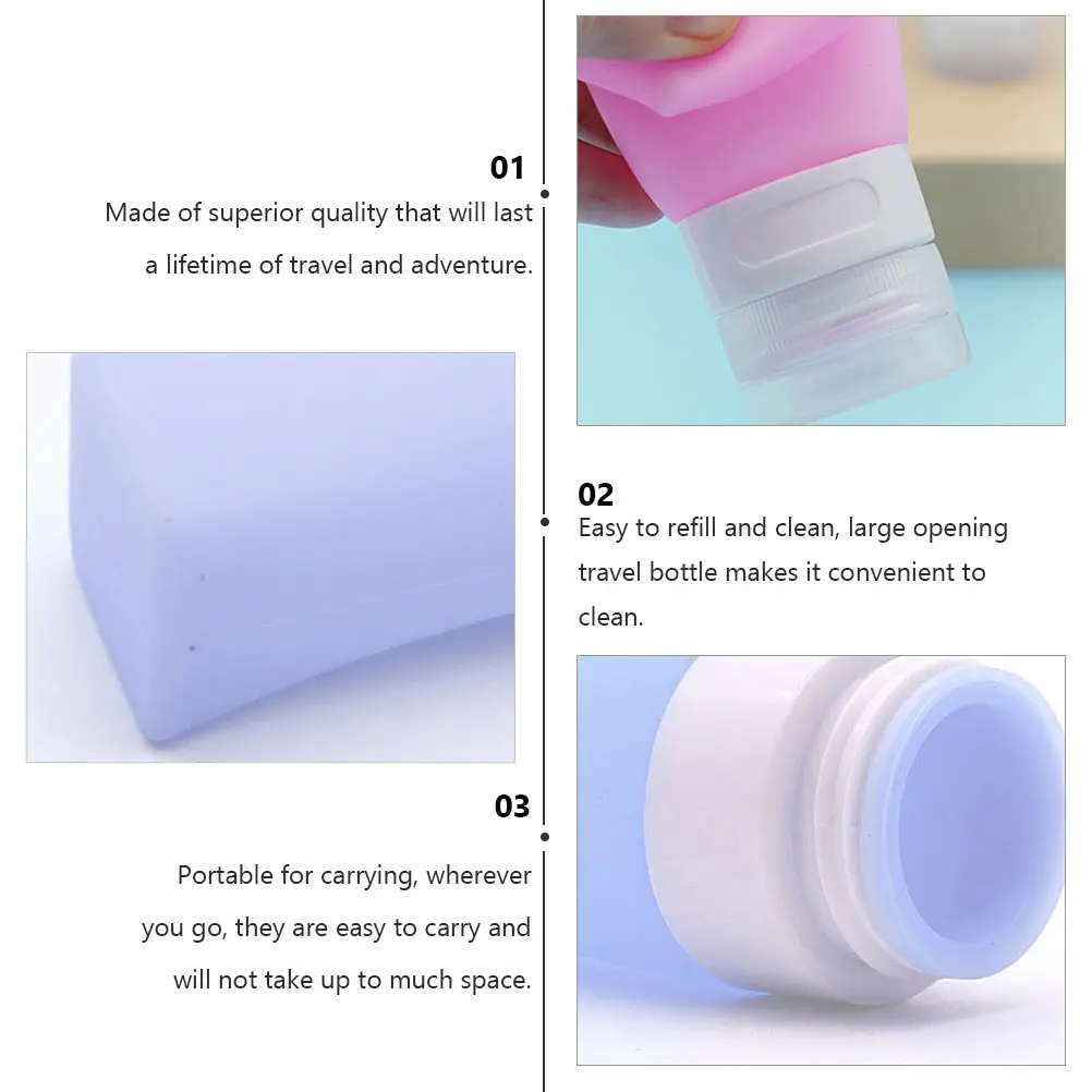 여행용 병 세면 용품 세트 실리콘 별도 용기 리필 가능 휴대용 압착 병 샴푸 컨디셔너 보관