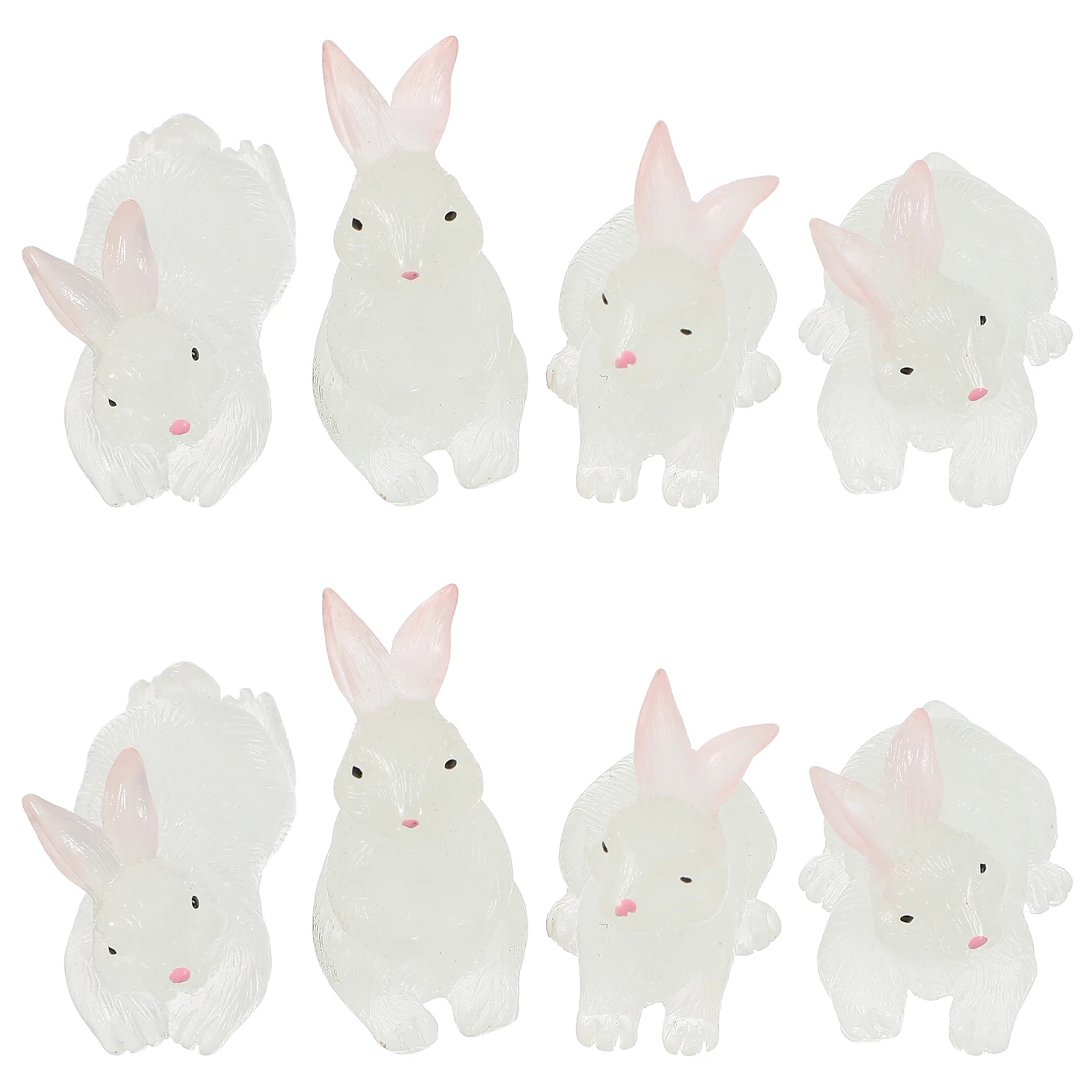 

8 Pcs Luminous Rabbit Decorations Outdoor Sculpture Cute Bunny Figurines Garden Accessories Girl