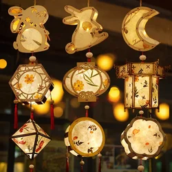 DIY Chinese Lantern Retro Palace Paper Lamp Lantern Decoration Blossom Flower Glowing Lanterns Festival Party Decor Lampion