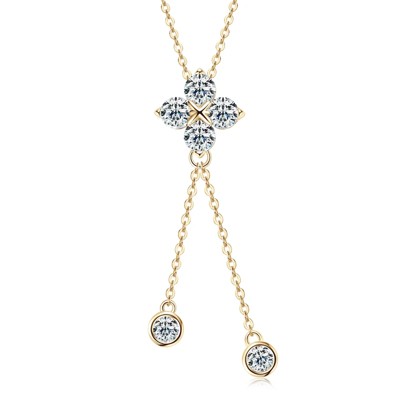 NONE RAPRGOLD Moissanit Diamant Klee Anhänger Halskette für Frauen S925 Sterling Silber Blume Halsketten Edlen Schmuck Geschenke Collares 9
