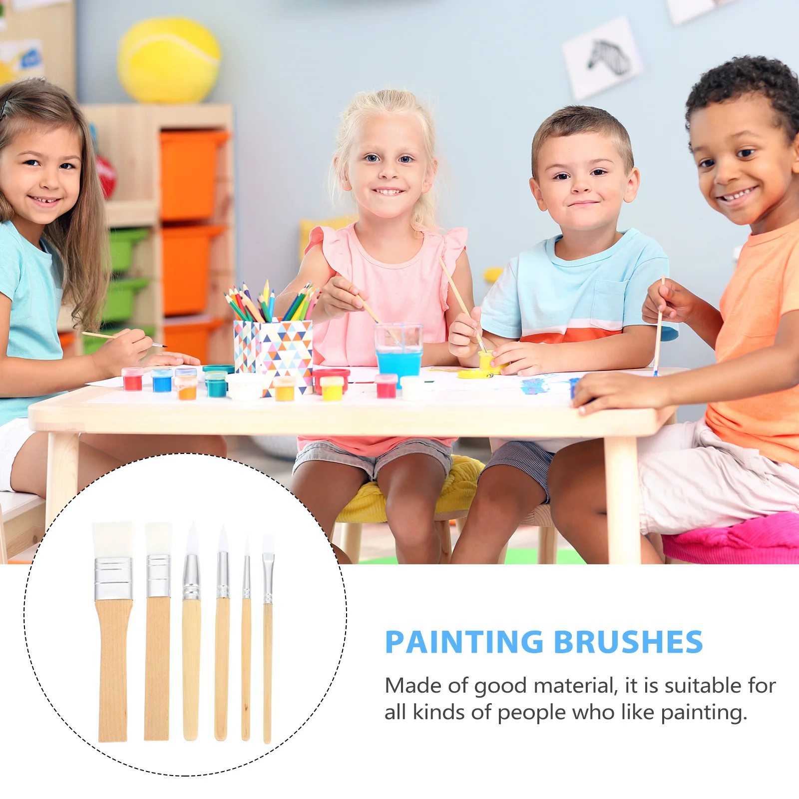 

6Pcs Painting Brush Set Watercolor Painting Supplies Art Brushes for Beginners Students Artists Soft Bristle Easy Grip