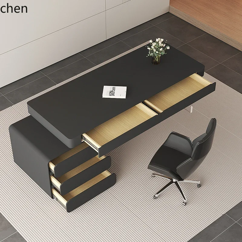 HT rock slab desk modern simple home with drawers computer writing desk study acrylic