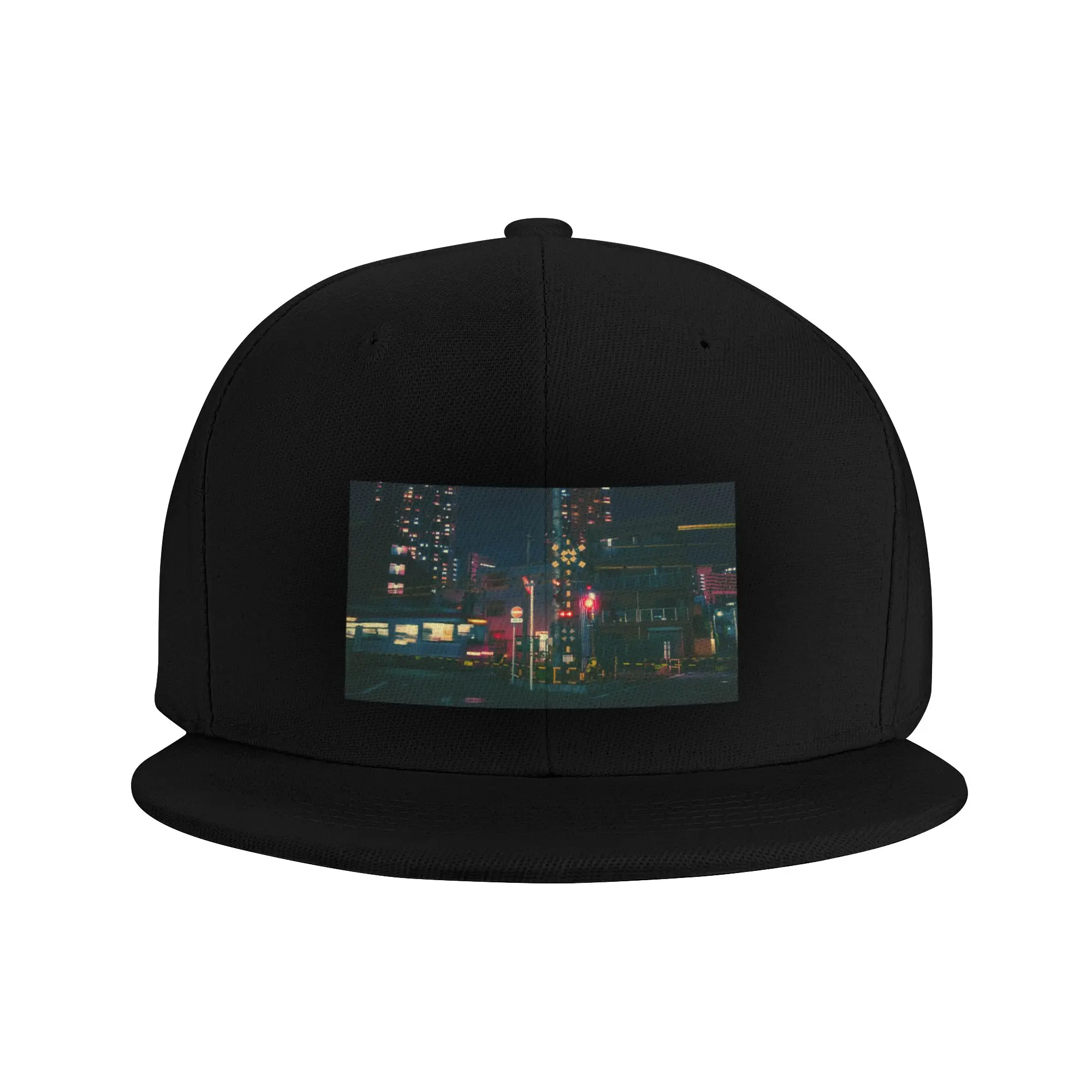 Fashion City Train Tracks at Night Flat Brim Sun Hat  Light Vintage Sharp Visors