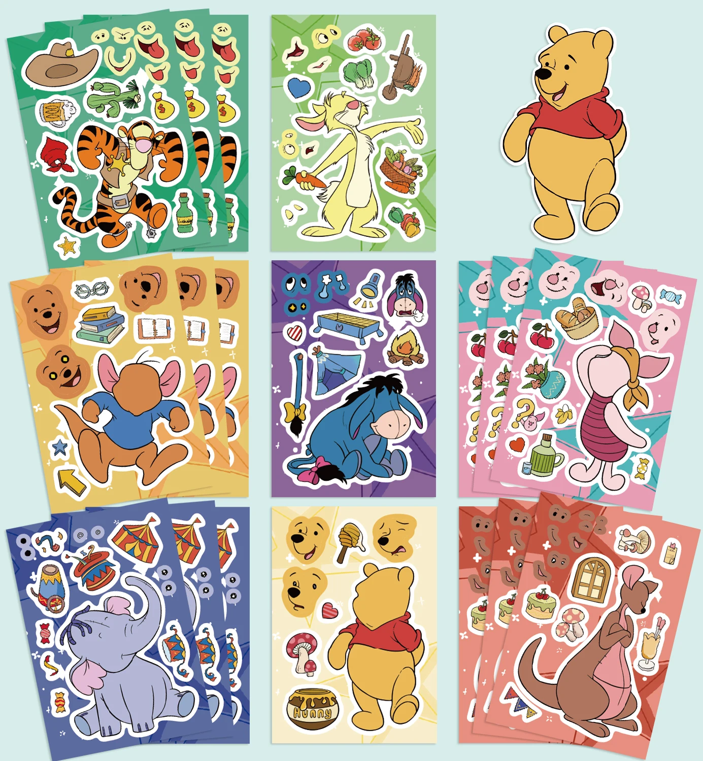 32Sheets Disney Winnie the Pooh His Friends Theme Stickers Cartoon Cup Stickers Kids Bedroom Family Cup Decoration Items