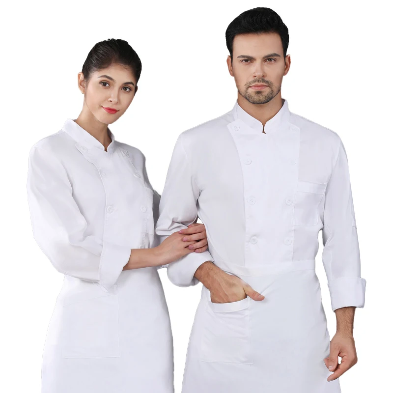 

Men's Kitchen Costume Long Sleeve Chef Uniforms Restaurant Cooking Jackets Food Service Cook Shirts Bakery Cafe Waiter Workwear