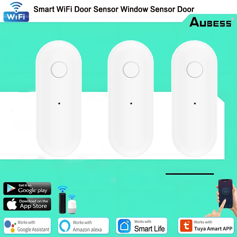 

Tuya Smart WiFi Door Sensor Window Sensor Door Magnetic Alarm Detector Independent Magnetic Sensor Work with Alexa Google Home