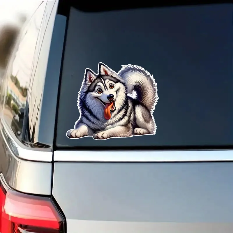 Funny Husky Pet Dog Car Sticker Waterproof Vinyl Decal on Bumper Rear Window Laptop Self-adhesive Decal For Car Accessories