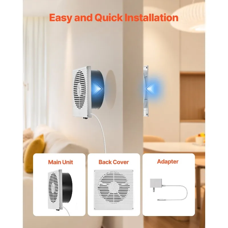 7.5 Inch Room to Room Fan Through Wall Fan AC Bi-directional Wind 180 CFM