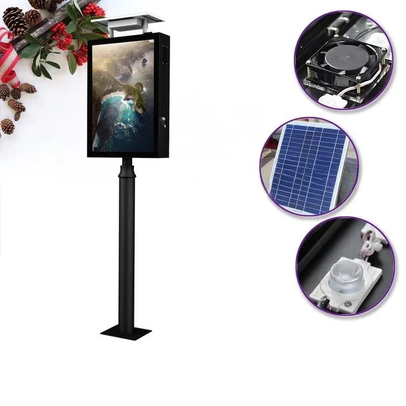 City Project Scrolling Billboard Led Light Sign Advertising LED Lighting Road Sign Outdoor Standing Solar Street Light Box