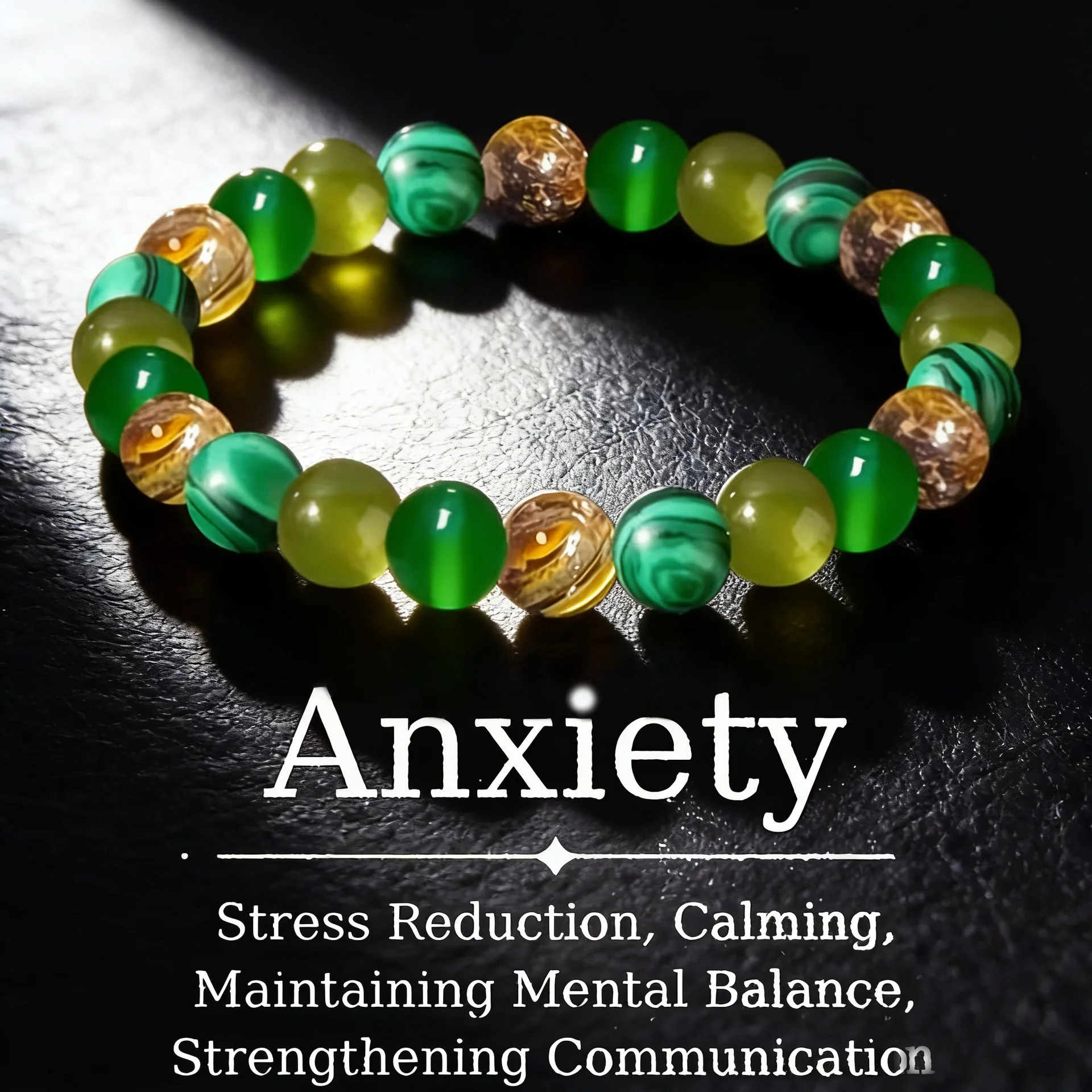Chinese Style Lucky Fortune Attracting 8mm Tiger Eye Malachite Crystal Beaded Bracelet Calming Stress Relief Good Luck Blessing
