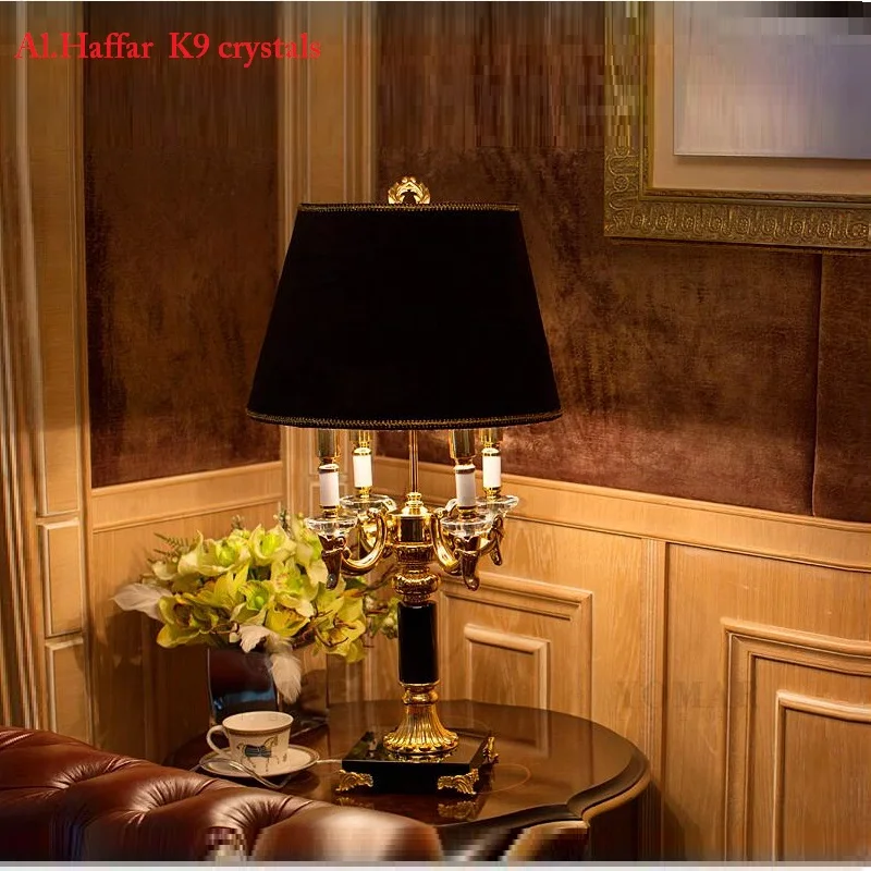 Lámpara de mesa/suelo de cristal negro de lujo de alta calidad, lámparas de noche para dormitorio, lámpara de mesa de decoración moderna breve