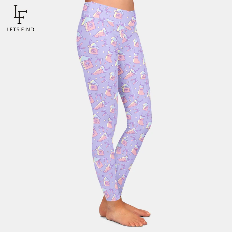 LETSFIND-Leggings elásticos de cintura alta para mujer, pantalones de Fitness con estampado 3D de pan de jengibre, moda de Navidad, novedad de invierno