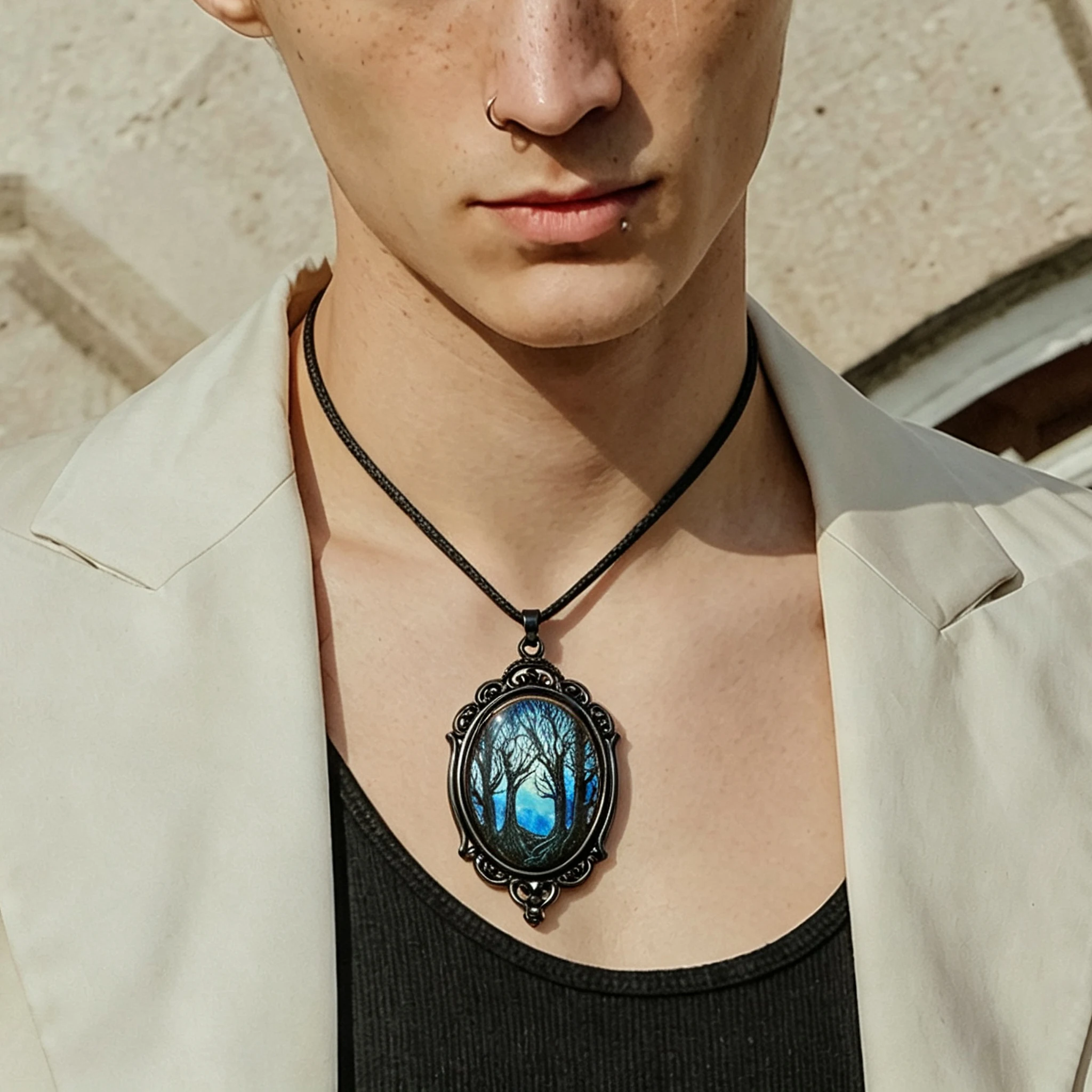Halloween Gothic Raven Cross Glass Pendant Necklace Vintage Rope Chain Crow Choker Mystic Witch Jewelry Gift Accessories for Wom