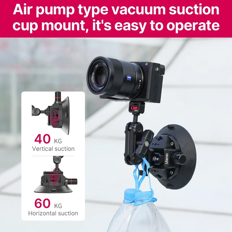 Ulanzi Car Phone Action Camera Holder Hand Pump 360° Suction Cup Adjustable Professional For GoPro Insta360 DJI Action