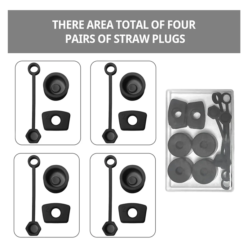 Ensemble de 4 bouchons anti-déversement durables pour Stanley Cup 2.0, Kit anti-fuite en Silicone avec capuchon de couvercle en paille, bouchon de fuite carré, bouchon rond