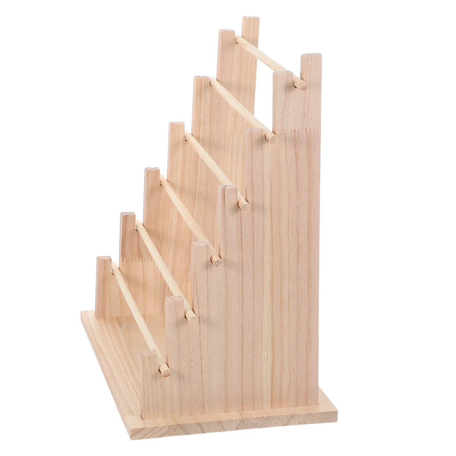 Wood Ribbon Holder 6 Tier Storage Rack Desktop Organizer Craft Room Florist Ribbon Display for Cake Shop Wrapping Station