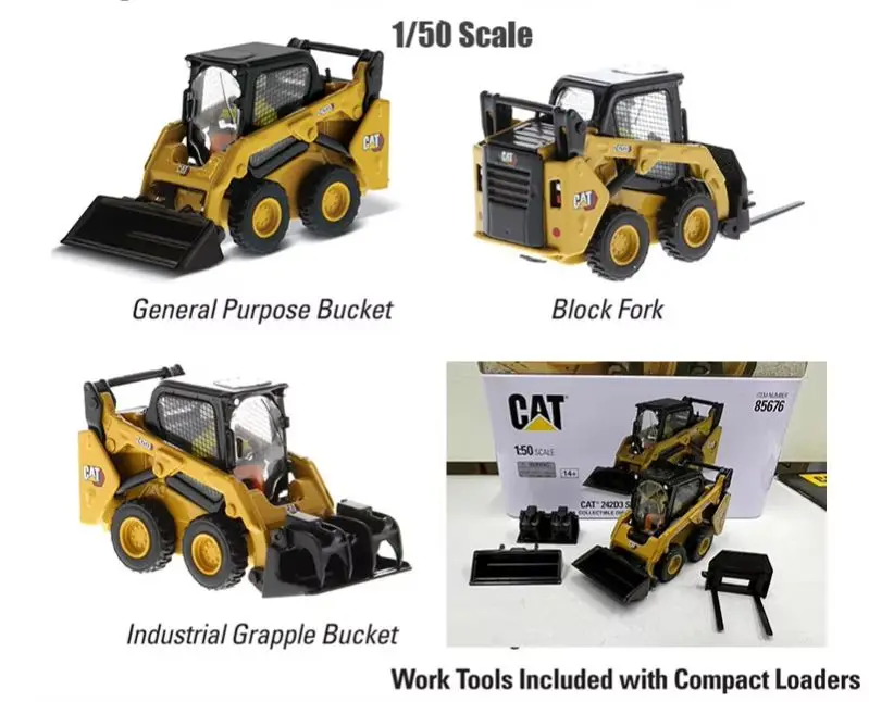 

DM CatTerrpillar 1/50 Scale Cat 242D3 Skid Steer Loader by Diecast Masters For Collection Gift 85676