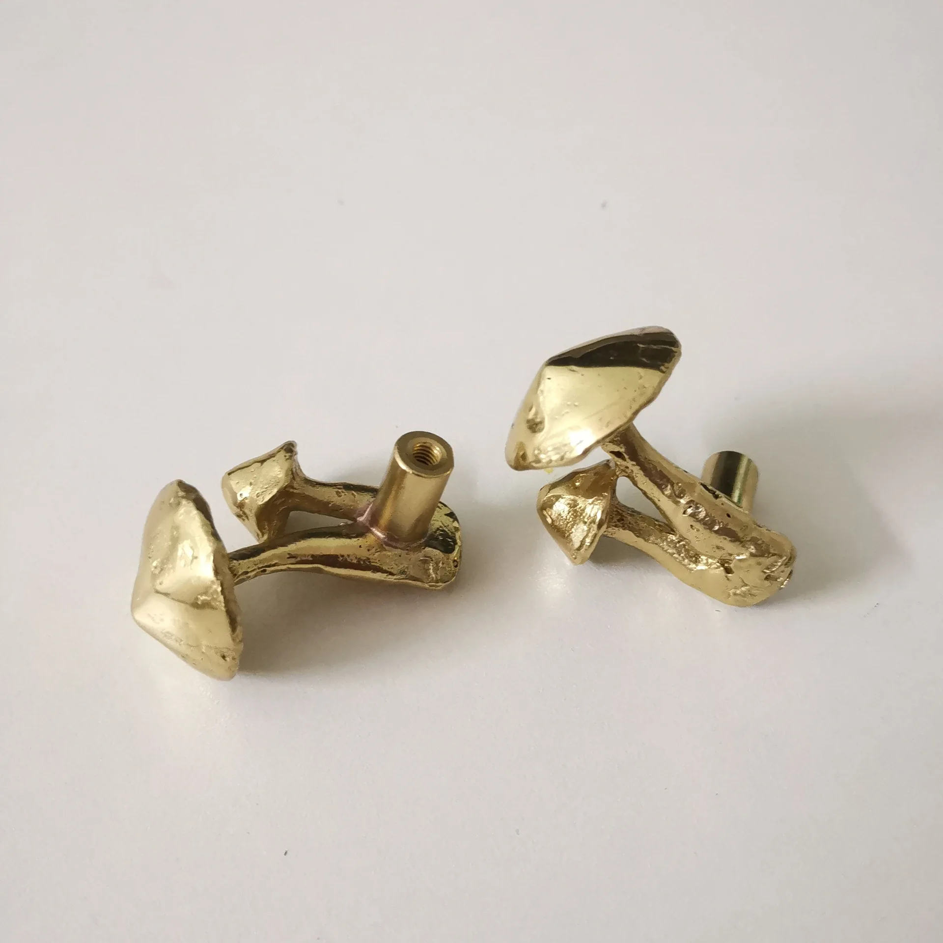 Solid Brass Handle Gold Mushroom Furniture Handles Drawer Copper Knobs Cabinet Kitchen Cupboard Pulls