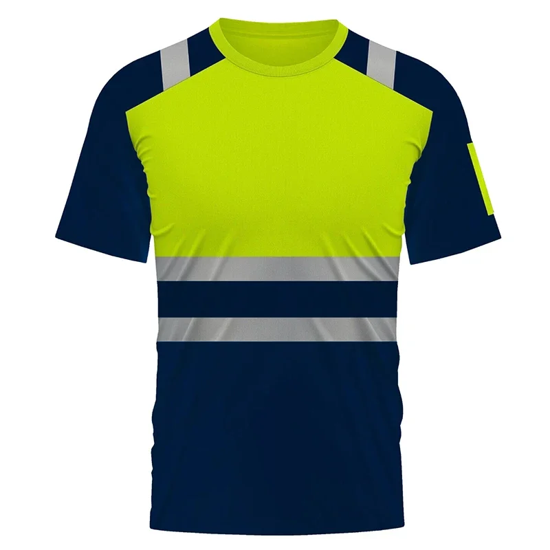 Camisas de trabajo de seguridad de alta visibilidad, camiseta de trabajo transpirable de verano, camiseta reflectante, camisas de alta visibilidad de secado rápido, S-6XL grande