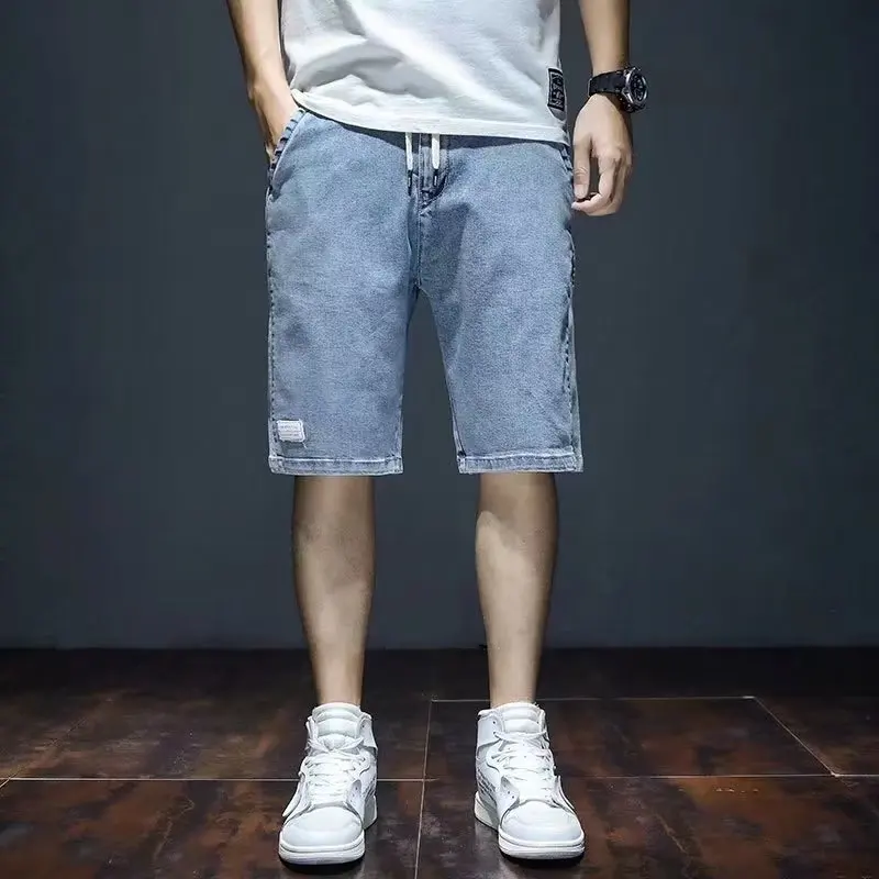 

Men's Summer Thin Casual Loose Five-Quarter Jeans Shorts Trendy Streetwear Cotton Denim Wear-resistant Straight Leg Jeans