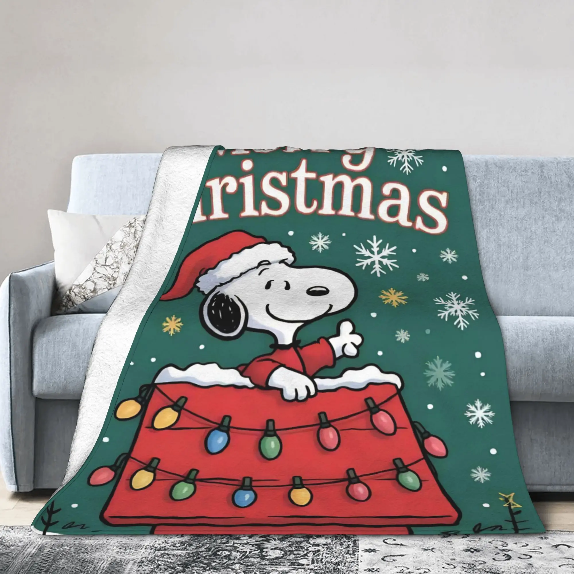S-Snoopys Xmas  Merry Christmas Blankets  Plush Awesome Warm Throw Blankets for Coverlet Spring/Autumn