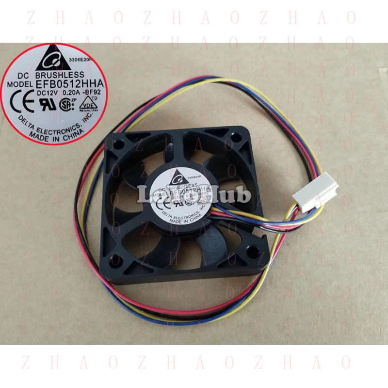 L+ for Delta EFB0512HHA Cooling Fan double ball 5CM 4-Pin DC 12V 0.2A