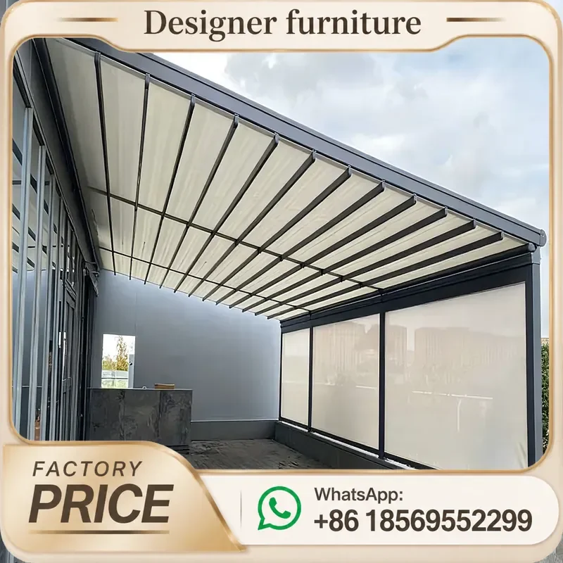 Motorized Aluminum Bioclimatic Pergola Adjustable Louvered Waterproof Outdoor Terrace Canopy For Garden Patio