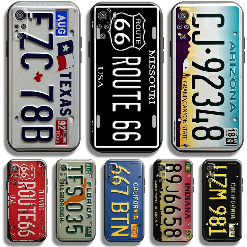 

Retro Old License Plate Numb Phone Case For Xiaomi Redmi 13C 12 12C 10X 5G 10C 10 9 9A 9C 9AT 8 8A Liquid Silicone Back Carcasa