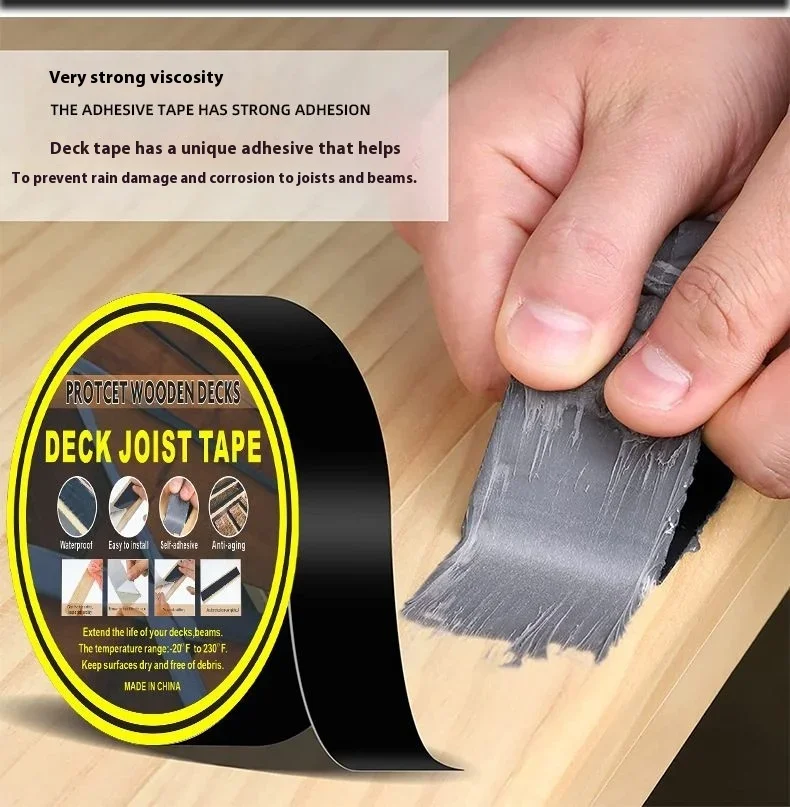 Heavy Duty Butyl Joist Tape - Heat & UV Resistant for Deck/Truss Protection, Black Waterproof Self-Adhesive