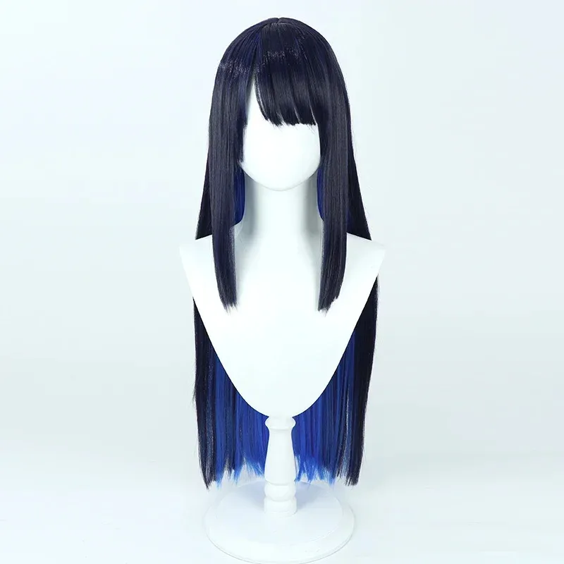 Sky06 Blue Archive Jomae Saori Cosplay Halo Wig Dark Blue Long Straight Hair Halloween Carnival Party Roleplay Synthetic Wi66lU&