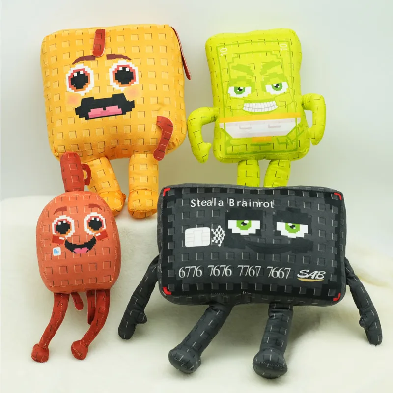

New Yellow Square Cat Black TV Plush Toy 26-33cm Multiple Styles Ornament Room Decoration Plush Doll Toy For Kid Gift