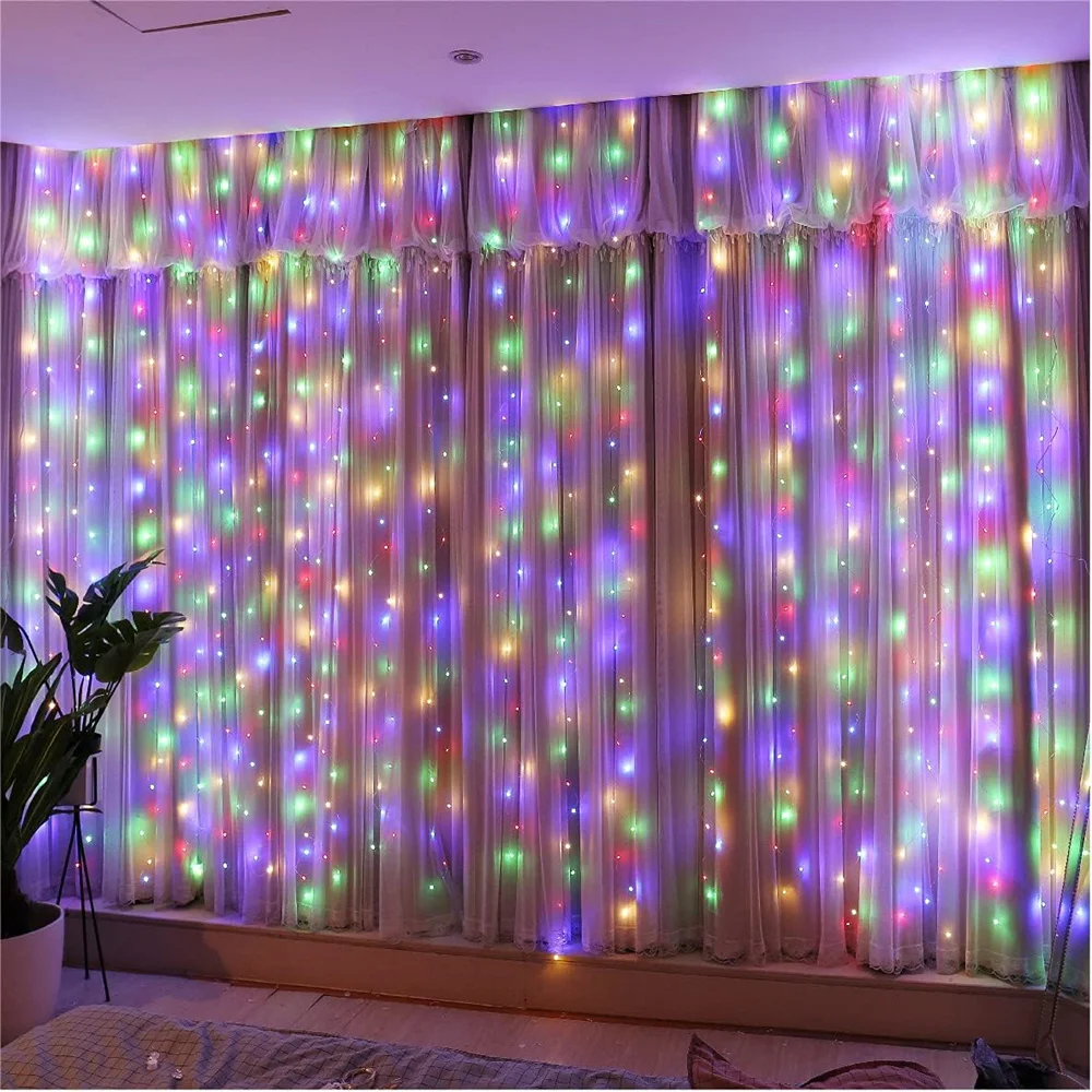 LED 220V EU /110V US Plug String Curtains Light Waterfall Christmas Garland Fairy Lights Outdoor For Home Party Wedding Decor