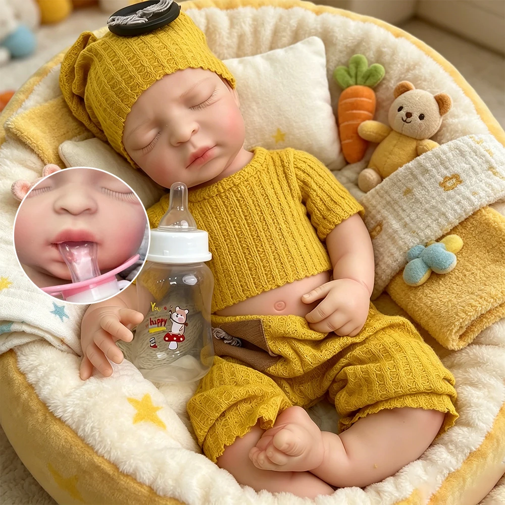 

Cuddly Full Soft Can Open Mouth Girl 44cm Silicone Reborn Doll Handmade Baby Art Model Realistic Texture for Artistic Design
