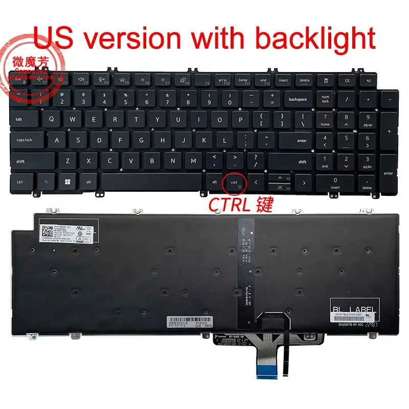 

Новая американская клавиатура для DELL Latitude 5520 5521 5530 5531 Precision 3560 3561 P104F 3570 3571 3580, английский ноутбук