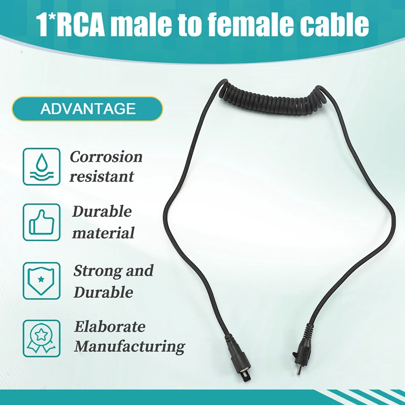 DT21 RCA Male to Female Connector Cable For Heating Film Anti-Fog Visor Cold-Resistant Winter Cycling