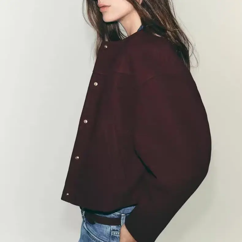 Pure Desire Lazy Sle Retro Slim Fit Bottoni dorati Morbido Jaet Cappotto da donna Faion Autunno Inverno Caldo lungo Sve rotondo Ne