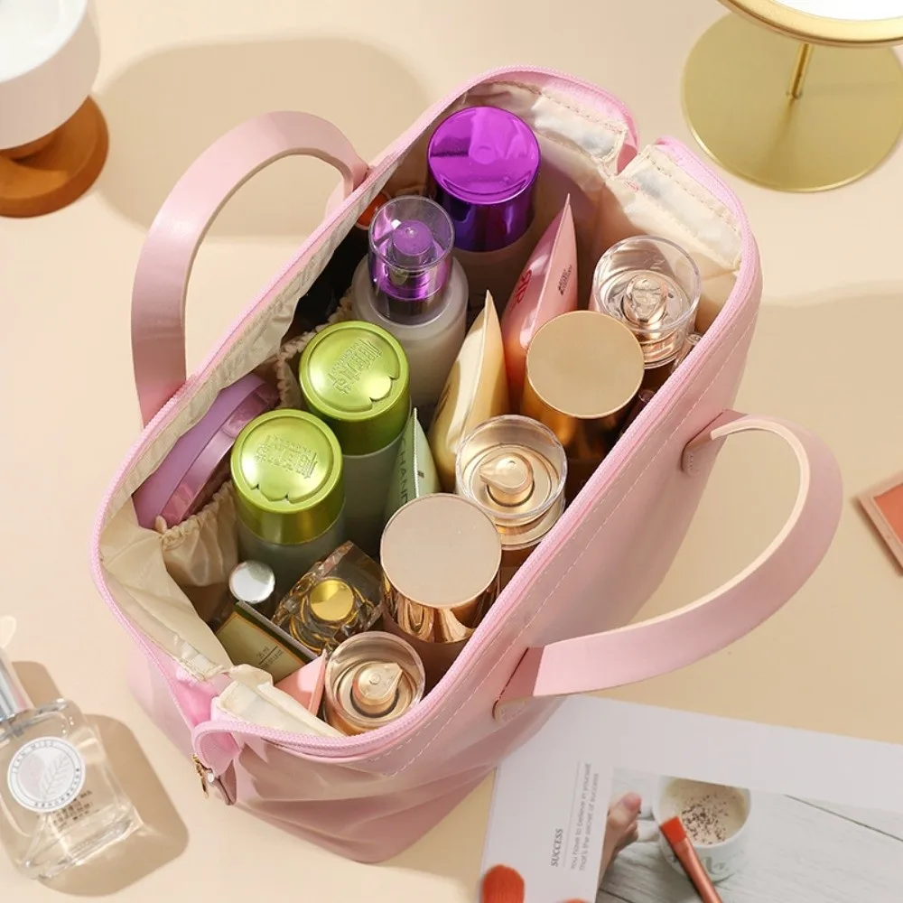 

Ins Large-Capacity Travel Cosmetic Bag Portable Washbag PU Makeup Pouch Handheld Waterproof Multifunctional Toiletry Kit Women