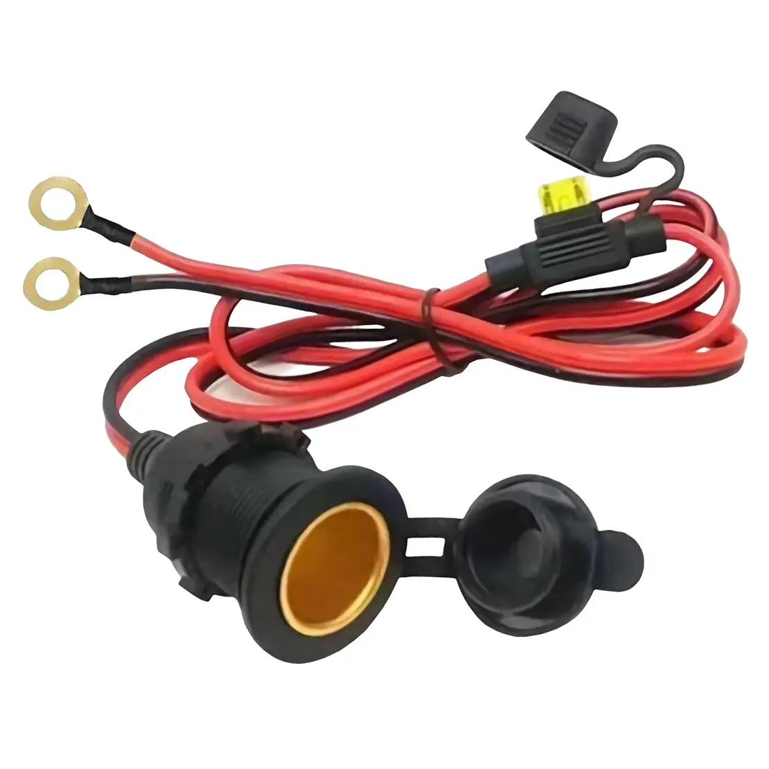 2m Waterproof Car Power Supply Cigarette Lighter Socket Plug Outlet Extension Cable Adapter with Fuse Terminal For Motorcycle