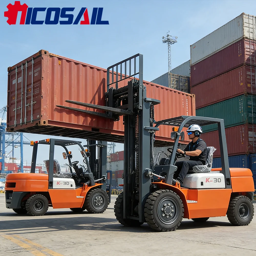 

CE industrial forklifts have high stability and a lifting height of 3 tons and 5 meters. Diesel forklift color can be customized