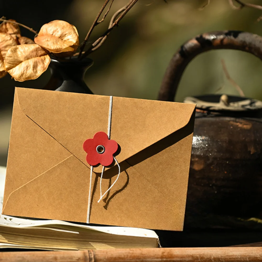 1/4/8pcs Vintage Heart String Kraft Envelopes, Love Letter Envelopes for Greeting Cards, Romantic Valentine Gift Packaging