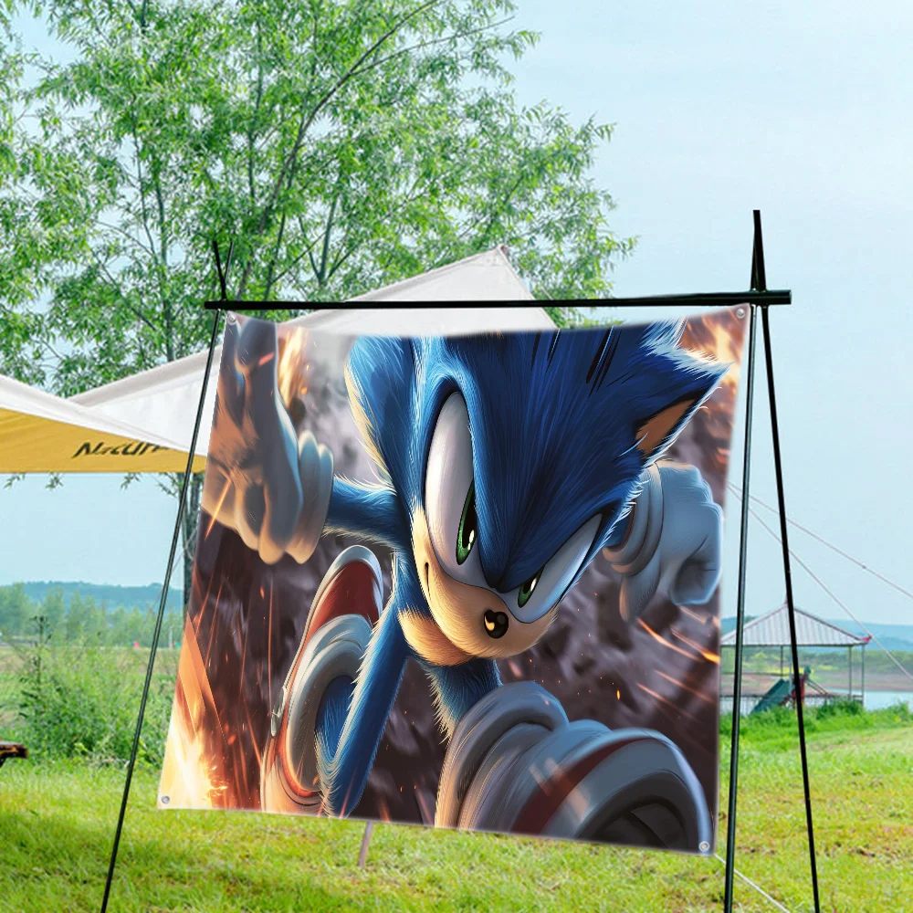 The HedgehogS S-SonicS Flag Creative Pattern Polyester Printed Banner Hand Pulled Advertising Party Camping Birthday Outdoors