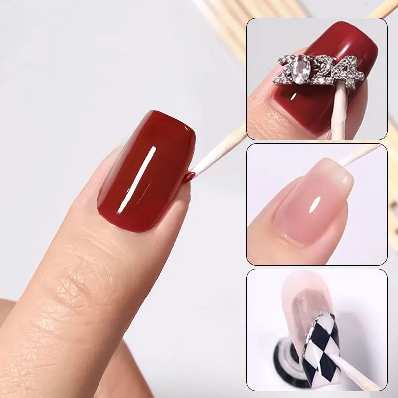 100 pièces ongles bois écouvillon propre bâtons bourgeon pointe en bois coton tête manucure détail correcteur dissolvant de vernis à ongles outil d'art des ongles