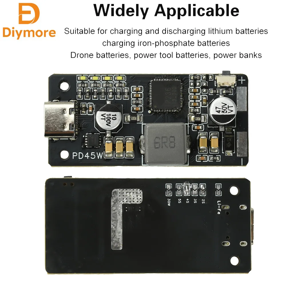 2-6S PD45W Lithium Iron Phosphate Battery Charging And Discharging Module QC2.0/QC3.0 +Output Fast Charging Type C Interface