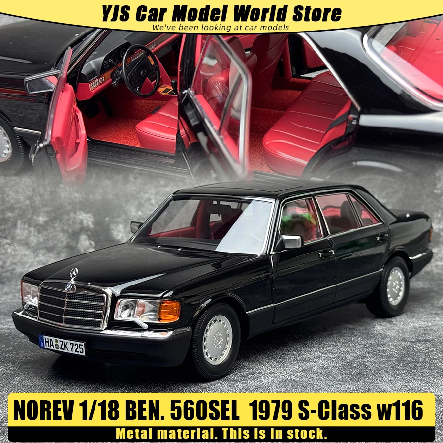 Modelo em Miniatura NOREV 1/18 BEN. 560sel - Preto - 1979 - S-Class w116 - Material Metálico - Modelo de Carro - Carro Clássico - Coleção