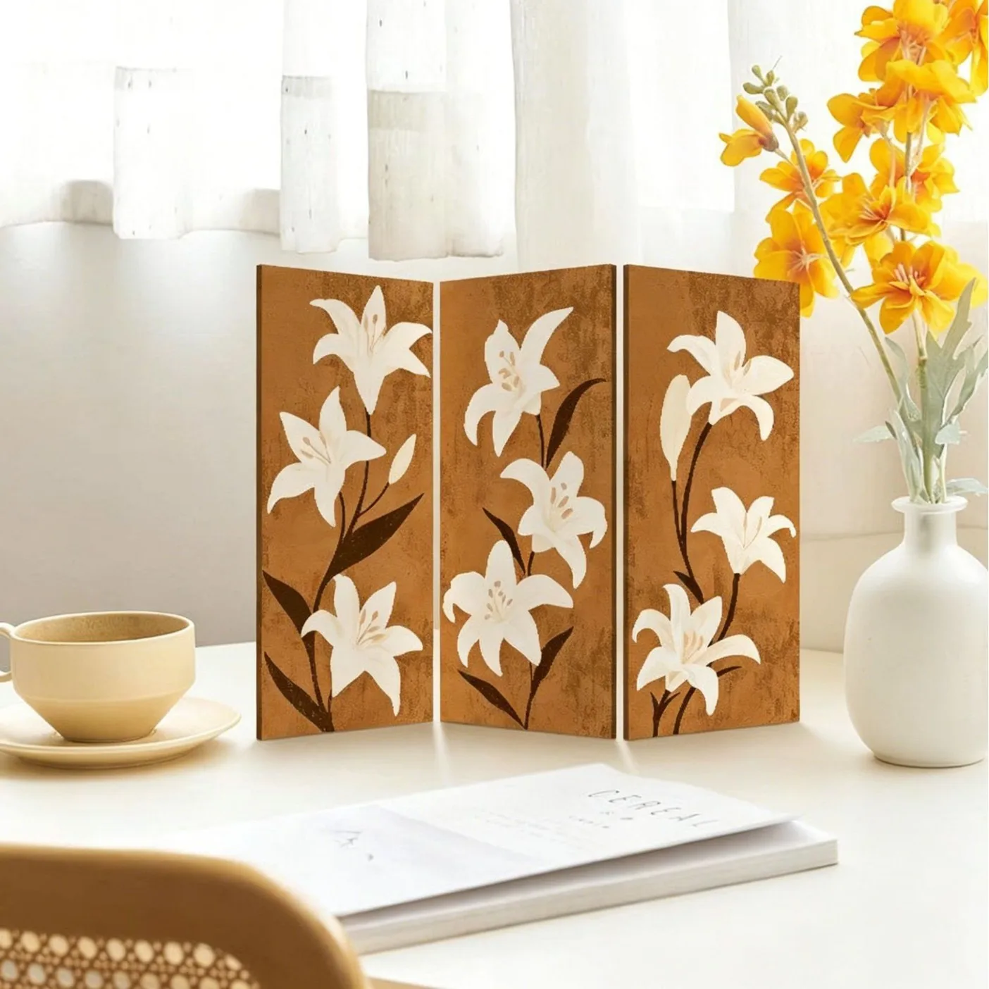 Nordic Ins Foldable Screen Partition. Bedroom Desktop Decorative Painting Display Stand.TV Cabinet Screen With Painting Display.