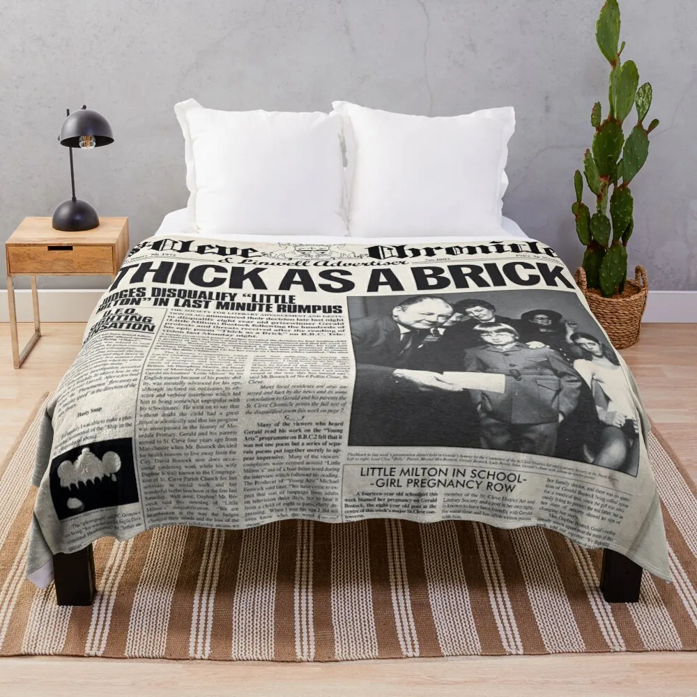 Jethro Tull - Thick as a Brick Newspaper Throw Blanket Warm Cute Plaid Single Hairy Blankets